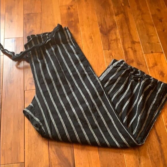 J. Jill Pants - New J Jill linen full black and brown striped crop leg pant size L tall